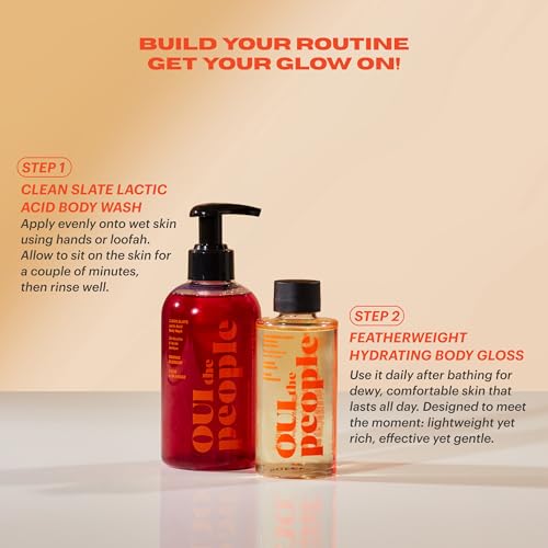 OUI the People CLEAN SLATE Lactic Acid Body Wash, AHA Body Wash, Glycolic & Lactic Acid Serum & Face Cleanser, Gentle Exfoliation & Face Moisturizer for Smoother Texture and Even Skin Tone, 8.4 oz