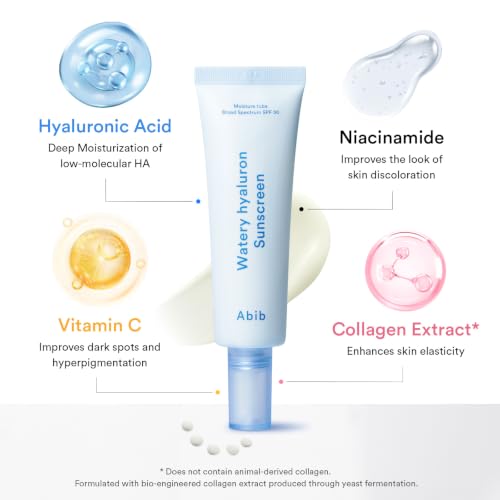 Abib Watery Hyaluronic Sunscreen SPF 30 - Glowing Variant, Hydrating & Lightweight Korean Sun Protection, No White Cast, 50ml