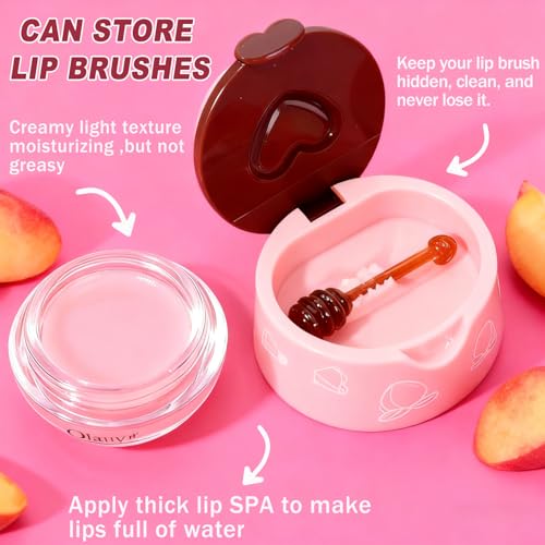 9 PCS Bee Lip Balm Honey Pot, Strawberry, Watermelon, Coconut, Aloe, Cherry, Grape & Peach Flavors, Honey Lip Balm Bulk, Moisturizing Lip Mask Overnight for Dry Cracked Lips, Reduce Lip Lines