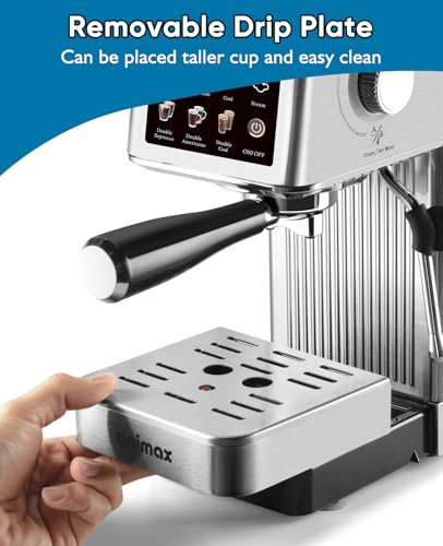 CUSIMAX Silver Espresso Machine with Steam Wand for Latte & Cappuccino
