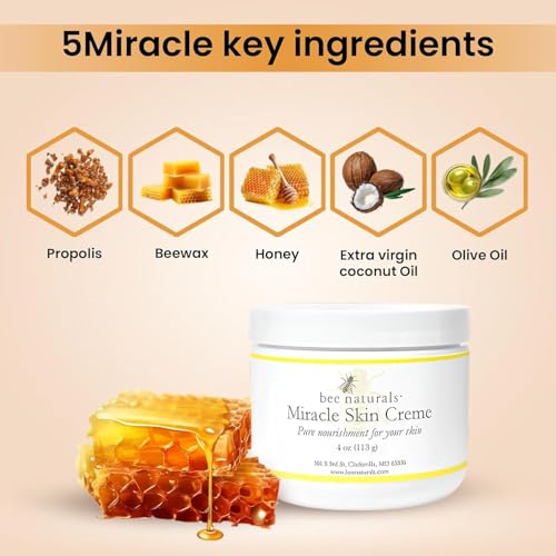 Bee Naturals Miracle Skin Creme - All-Natural Hydrating Cream for Full body - Pure Nourishment with Olive Oil, Beeswax & Coconut Oil (4 oz) (Pack of 2)