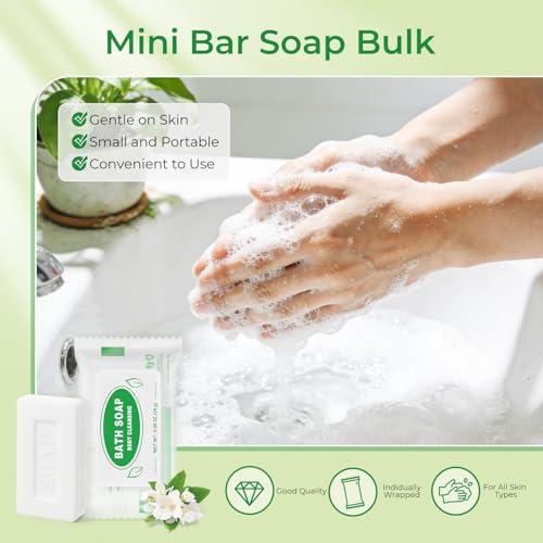 Mini Travel Size Bar Soap Bulk - Pack of 50,Individually Wrapped 0.88 oz/25 grams Small Hotel Guest Soap Bars for Vacation Rentals,Church,Homeless,Charity,Bathroom