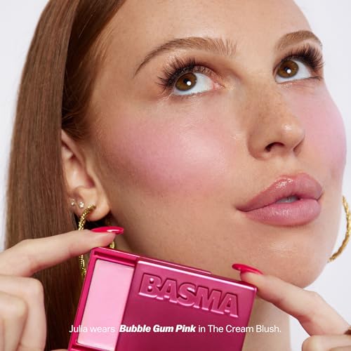 BASMA Cream Blush & Lip Tint Bubble Gum Pink Buildable Dewy Makeup