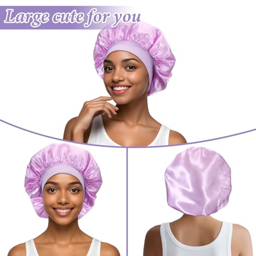 20 Pack Satin Sleep Bonnets for Women - Large Adjustable Hair Caps for Curly Dreadlocks & Natural Hair