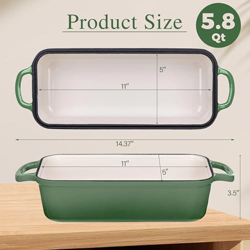 Mezzalur Pistachio Cast Iron Bread Pan with Lid - 11x5 Inch Sourdough Loaf