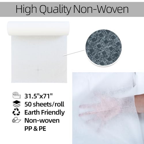 Disposable Massage Table Sheets -71" x 31.5" x 50 Sheets/Roll, 30 g/§³-2 Roll Non woven Bed Sheets with Face Hole -Soft and Durable Table Cove Ideal for Spa, Massage Table, Tattoo, Waxing Table