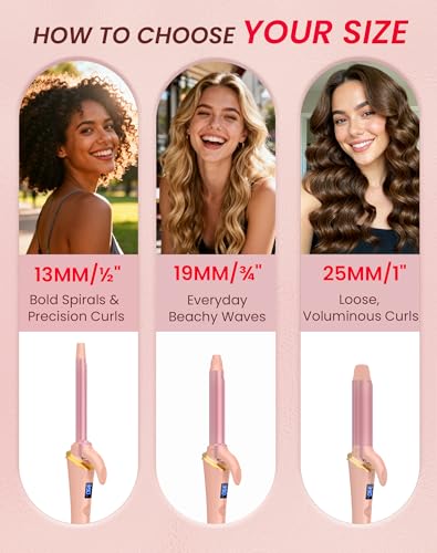 Mini Curling Iron 3/4 Inch for Beach Waves & Natural Curls, Dual Voltage, Pink