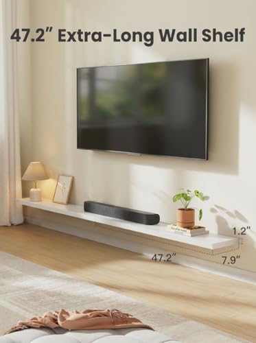 Amada 47.2-Inch White Floating Wall Shelves Set of 3 for Storage & Decor