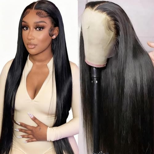 Natural Black Lace Front Wigs Human Hair 22 Inch for Black Women - Glueless
