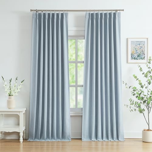 40W x 95L Dusty Blue Curtain Panels with Blackout Liners - Pack of 2