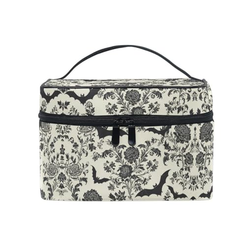 Makeup Train Case with Large Capacity - Retro Flower Portable Cosmetic Organizer A002