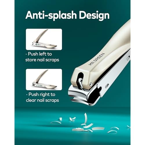 MR.GREEN 4 Pcs Nail Clipper Set Anti-Splash, Upgraded Nail Clippers with Nail File and Tweezers, Professional Fingernail & Toe Nail Clippers for Men & Women, Manicure Nail Kit with Premium Case