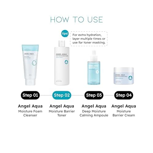 Beyond Angel Aqua Korean Moisture Barrier Toner (16.9fl oz) - Moisture Barrier Strengthening for Sensitive Skin, Vegan Formula. Chervil, Hyaluronic Acid, PHA, Ceramide.