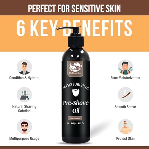 Pre-Shave & Beard Conditioning Oil for Men Sandalwood Scent - Jojoba & Argan Oils