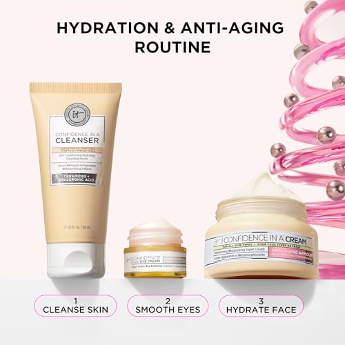 Hydrating Anti-Aging Skincare Gift Set with Moisturizer, Cleanser & Eye Cream