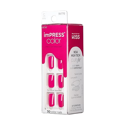 KISS imPRESS Color Press-On Nails Polish-Free Manicure Set, ¡®Orchid Festival¡¯, 30 Chip-Proof, Smudge-Proof Fake Nails