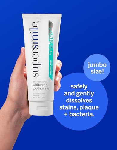 Supersmile Mint Whitening Toothpaste 8 Oz - Whitens 6 Shades, Fluoride Free, Professional-Grade