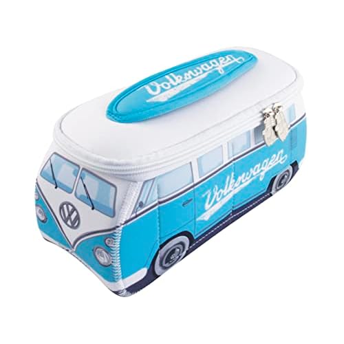 BRISA VW Collection - Volkswagen Neoprene Universal Makeup Cosmetics Toiletry Travel Pharmacy Bag in T1 Bus Design (Turquoise) (Large (11.8 x 5.5 x 4.7 inches))