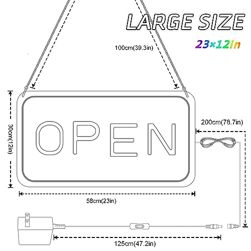 Yellow White Horizontal LED Open Sign 23x12 Inch - Bright Business Signage