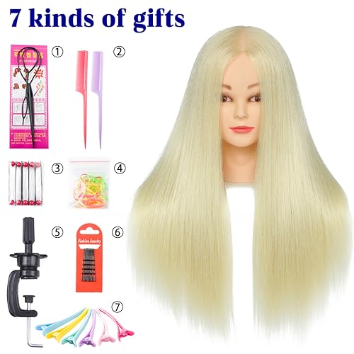Platinum Blonde Mannequin Head with Hair and Stand for Styling Practice