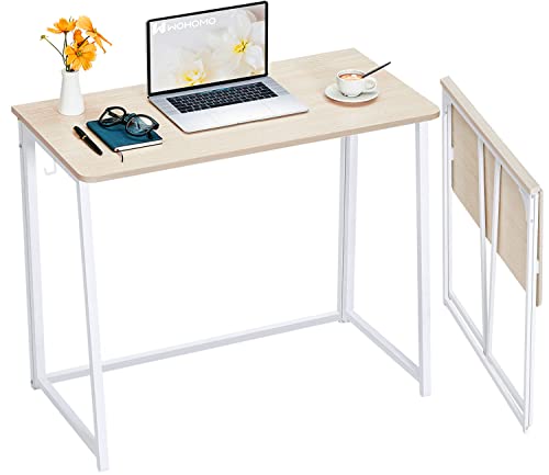 Large 39.4" Foldable Computer Desk for Small Spaces Beige - WOHOMO