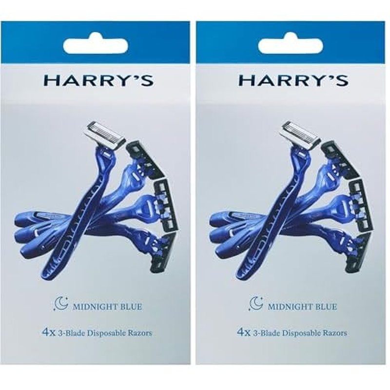 Harry's Men's Disposable Razors, 3-Blade Razors with Lubricating Strip and Pivoting Head, 4 Count (Pack of 2)