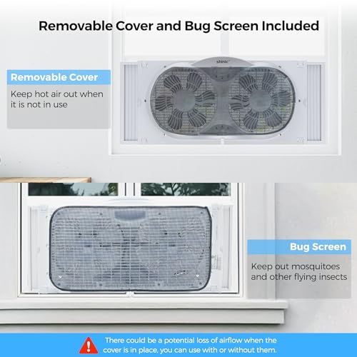 9-Inch Twin Window Fan - Reversible Airflow, Low Noise, Adjustable Size