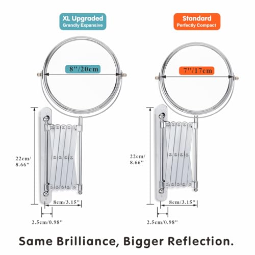 Welllink 8-Inch Extendable Wall Mirror with 10X Magnification - Chrome, Variation 10X