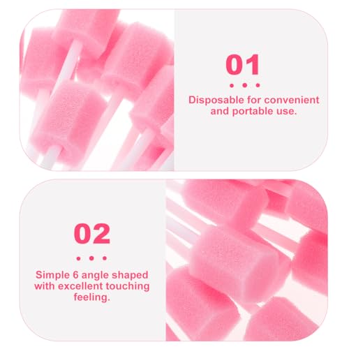 Healifty 200Pcs Pink Disposable Oral Swabs for Elderly & Baby Care