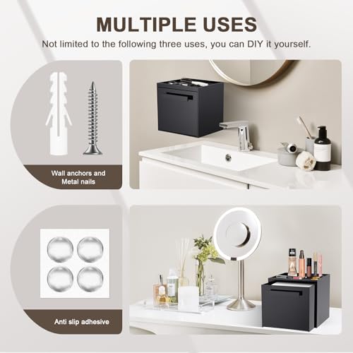 Acrylic Disposable Facial Towels Holder Wall-Mounted Black