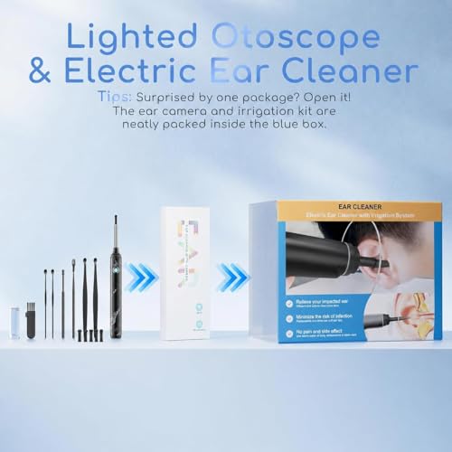 ENIFER White Electric Ear Wax Removal Kit with Camera, 1080P Otoscope & 4 Pressure Modes