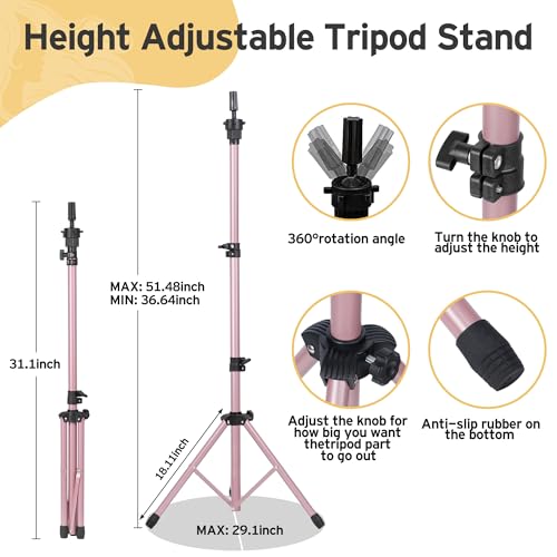 Reinforced Wig Mannequin Stand with Head Set - Rose Golden, 51.48 Inch