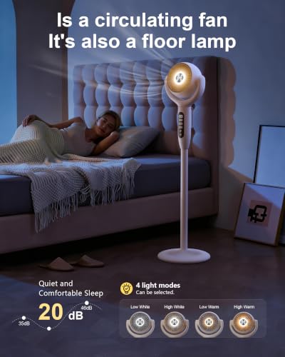 Off-White Cordless Pedestal Fan for Bedroom - Oscillating, 3-in-1 Adjustable Fan