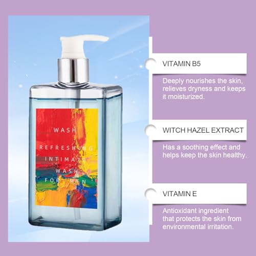 Blue Perfume Scent Refresh Men¡¯s Intimate Wash | pH Balanced Plant-Based Formula, Refreshing & Hydrating Gentle Body Wash for Sensitive Skin, Long-Lasting Freshness (1)