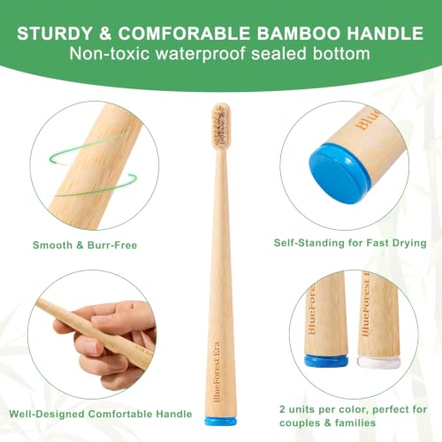 Eco-Friendly Bamboo Toothbrush with Boar Bristle - 4 Pack - Variation of Boar Toothbrush