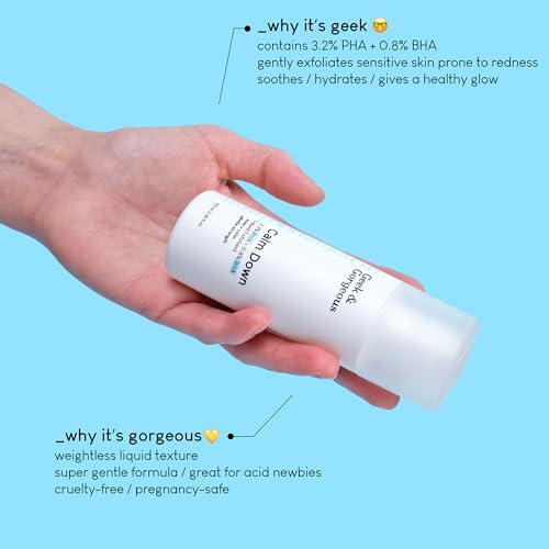 Geek & Gorgeous Calm Down 4% PHA+BHA Exfoliating Liquid for Sensitive Skin - 3.38 oz