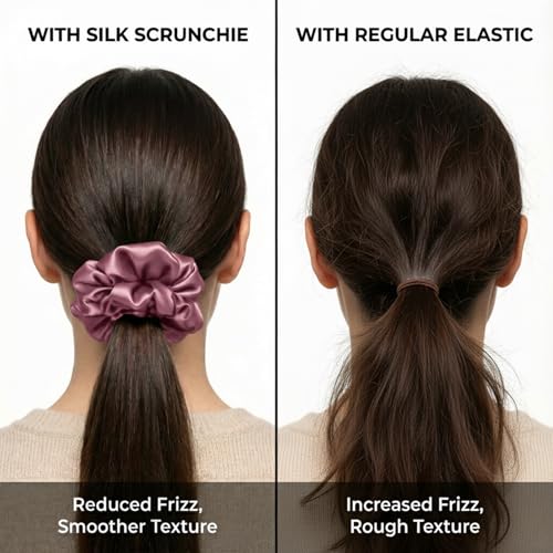 Oversized Mulberry Silk Pillow Scrunchie Air - Dusty Rose, 1Pc - No Crease Hair Tie
