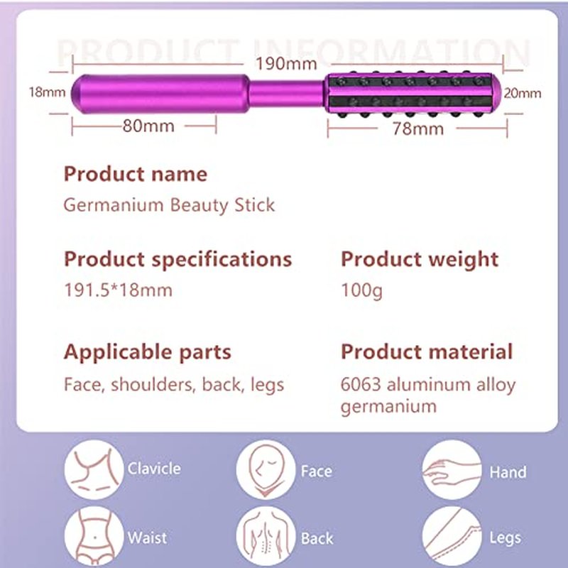 Beauty Massage Roller, Facial Tool, Germanium Roller for Chin Massage, Suitable Lifting Skin, Massaging The Whole Body. (Purple) 1 count