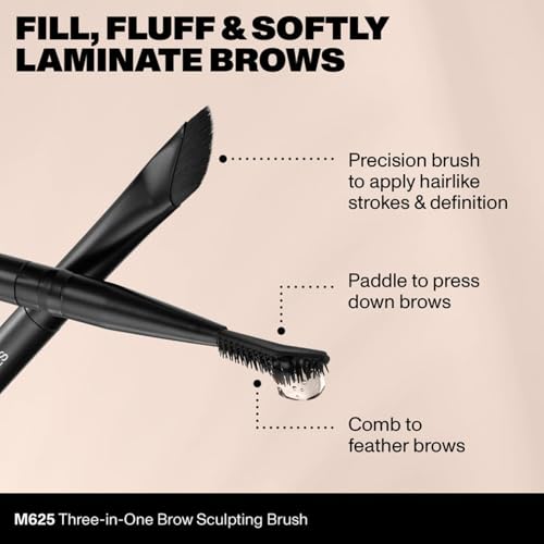 Morphe M625 Three-In-One Brow Sculpting Brush - Precision Angled Brush, Brow Comb & Laminating Paddle for Fluffy, Defined Brows - Pairs with any Wax, Tinted Pomade or Gel Product (1 Count)