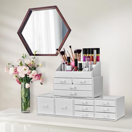 Sorbus Large Makeup Organizer White Deluxe - 12 Drawer Jewelry & Cosmetic Storage