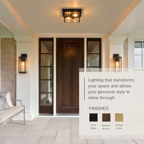 Outdoor Flush Mount Ceiling Light - Westover 12 Inch Black Finish