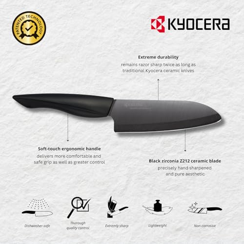 KYOCERA InnovationBlack Ceramic Chef's Santoku Knife 5.5-Inch - Black/Black, 1-Piece Set