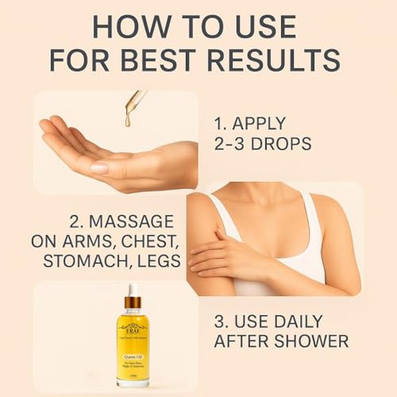 ERAE Queen Body Oil ? Cold Pressed Botanical Blend for Hydrating & Firm-Looking Skin, Lightweight Fast-Absorbing Body Moisturizing Oil for Arms, Legs & Stomach
