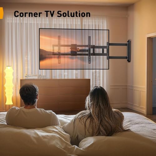 Perlegear Corner TV Wall Mount for 42-84 Inch TVs, Max 600x400mm, Long Arm, Full Motion
