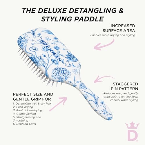 Blue Belle Denman Power Paddle Hair Brush for Detangling Styling Men Women