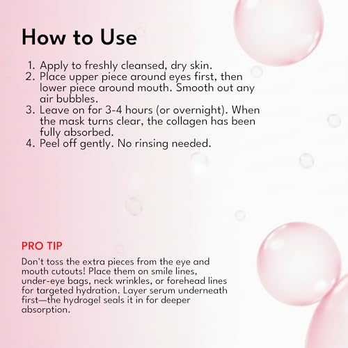 Epielle Deep Hydration BioCollagen Mask 3 Count, Overnight Hydrogel Facial Mask with 500DA Ultra-Low Molecular Collagen, Hyaluronic Acid & Galactomyces Ferment Filtrate, Korean Skin Care (Pack of 2)