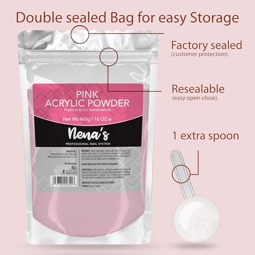 Nena's Sculpting Powder Acrylic Nail System Pink Medium 16 oz - Variation Pink