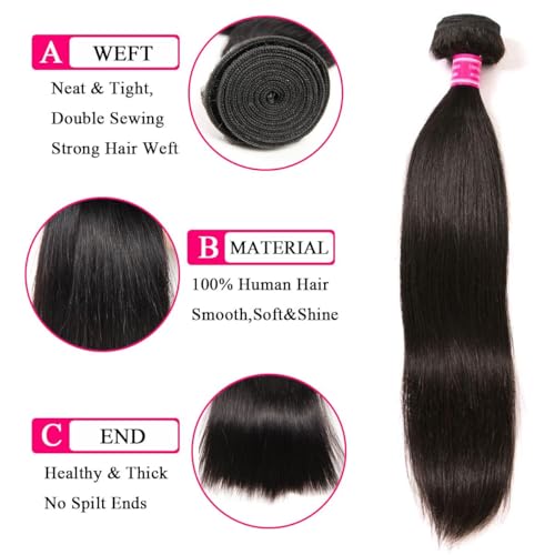 Natural Color 20 Inch Straight Human Hair Bundles - Virgin Brazilian Hair