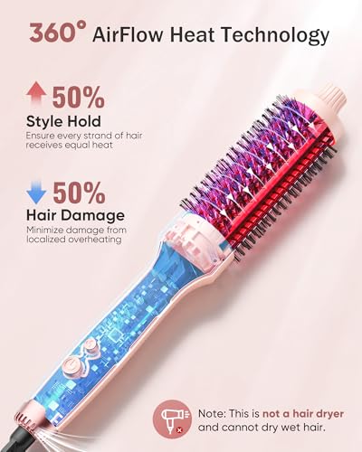 Pink Ionic Heated Curling Brush for Blowout Look - VIKICON PRO
