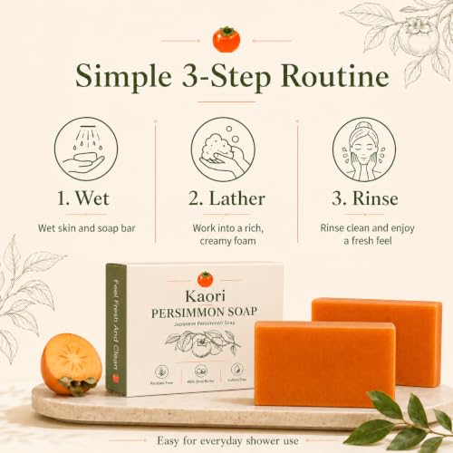Kaori Persimmon Soap - Gentle Deep Cleansing Natural Deodorant Bar for Men & Women - Variation 2